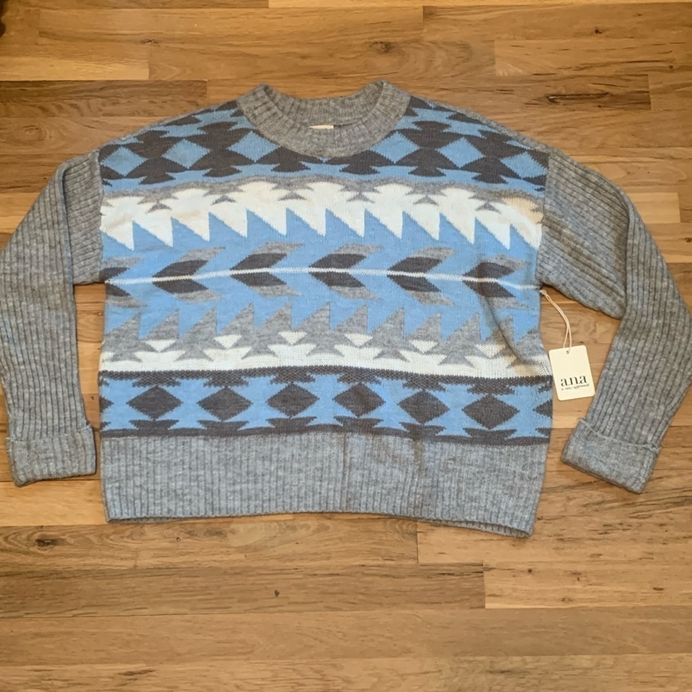 NWT ana Long Sleeve Crewneck Southwestern Style Pullover Sweater Women’s XXL